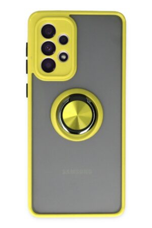 Samsung Galaxy A33 5G Kılıf Montreal Yüzüklü Silikon Kapak - Sarı-(5796)