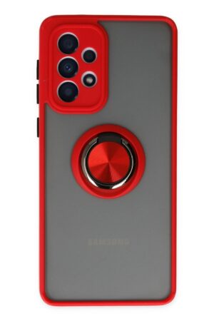 Samsung Galaxy A33 5G Kılıf Montreal Yüzüklü Silikon Kapak - Kırmızı-(5796)