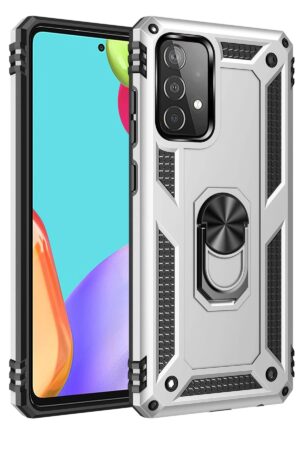 Samsung Galaxy A53 5G Kılıf Sofya Yüzüklü Silikon Kapak - Gümüş-(5796)