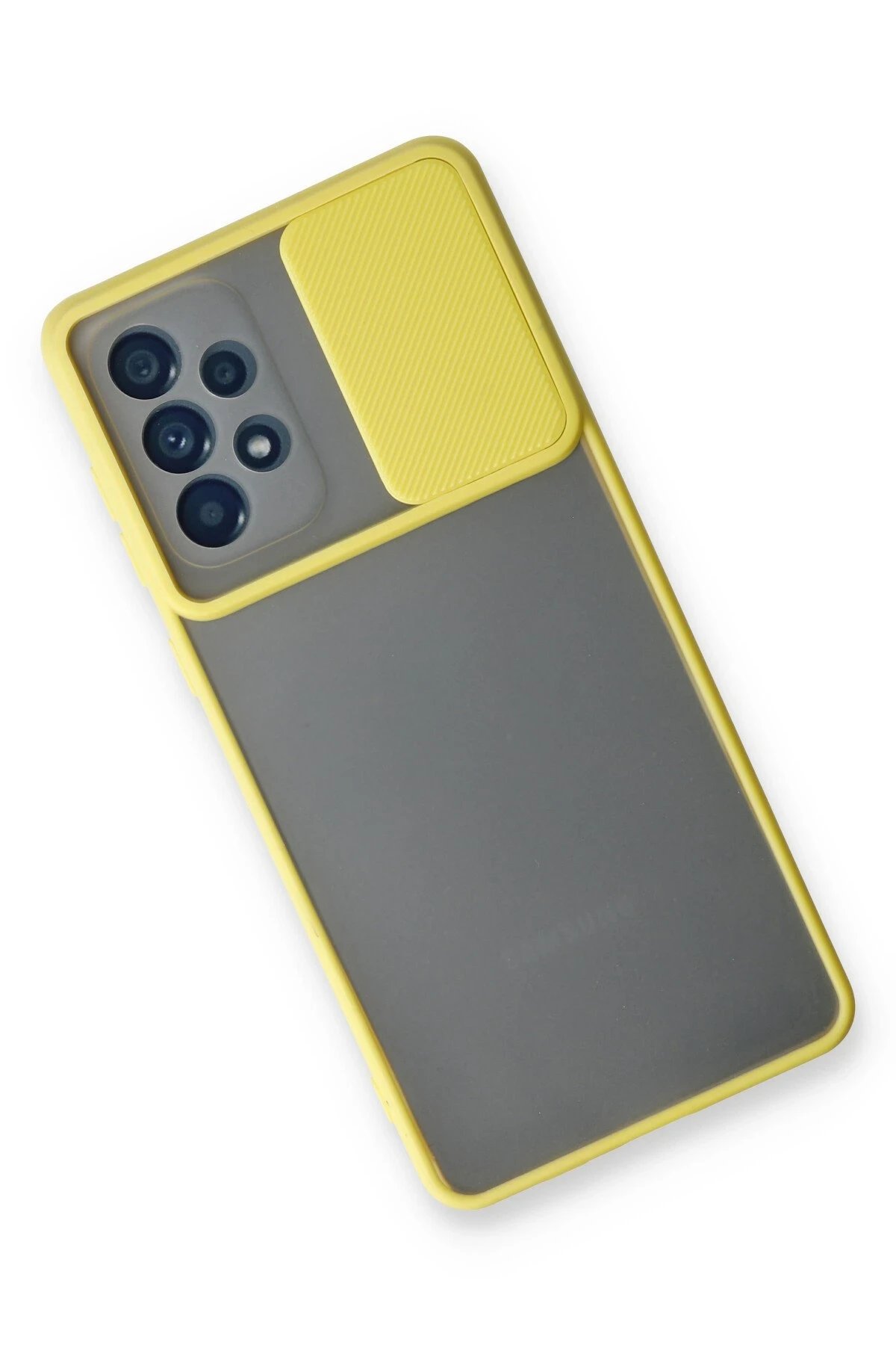 Samsung Galaxy A33 5G Kılıf Palm Buzlu Kamera Sürgülü Silikon - Sarı-(5796) - Görsel 3