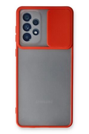 Samsung Galaxy A53 5G Kılıf Palm Buzlu Kamera Sürgülü Silikon - Kırmızı-(5796)