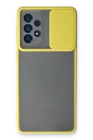 Samsung Galaxy A53 5G Kılıf Palm Buzlu Kamera Sürgülü Silikon - Sarı-(5796)