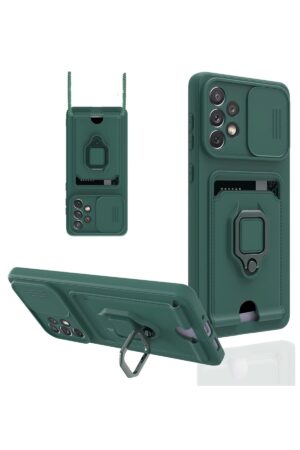 Samsung Galaxy A33 5G Kılıf Zuma Kartvizitli Yüzüklü Silikon - Yeşil-(5796)