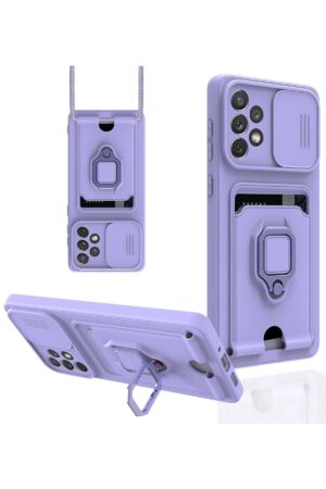 Samsung Galaxy A53 5G Kılıf Zuma Kartvizitli Yüzüklü Silikon - Lila-(5796)