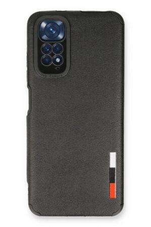 Xiaomi Redmi Note 11 Kılıf Loop Deri Silikon - Siyah-(5796)