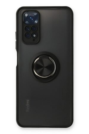Xiaomi Redmi Note 11 Kılıf Montreal Yüzüklü Silikon Kapak - Siyah-(5796)