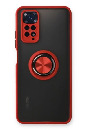 Xiaomi Redmi Note 11 Kılıf Montreal Yüzüklü Silikon Kapak - Kırmızı-(5796)