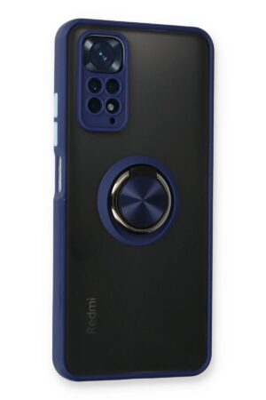 Xiaomi Redmi Note 11 Kılıf Montreal Yüzüklü Silikon Kapak - Lacivert-(5796)