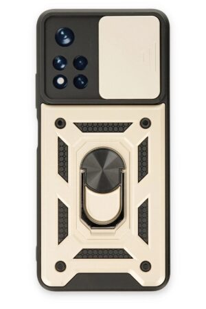 Xiaomi Poco M4 Pro 5G Kılıf Pars Lens Yüzüklü Silikon - Gold-(5796)