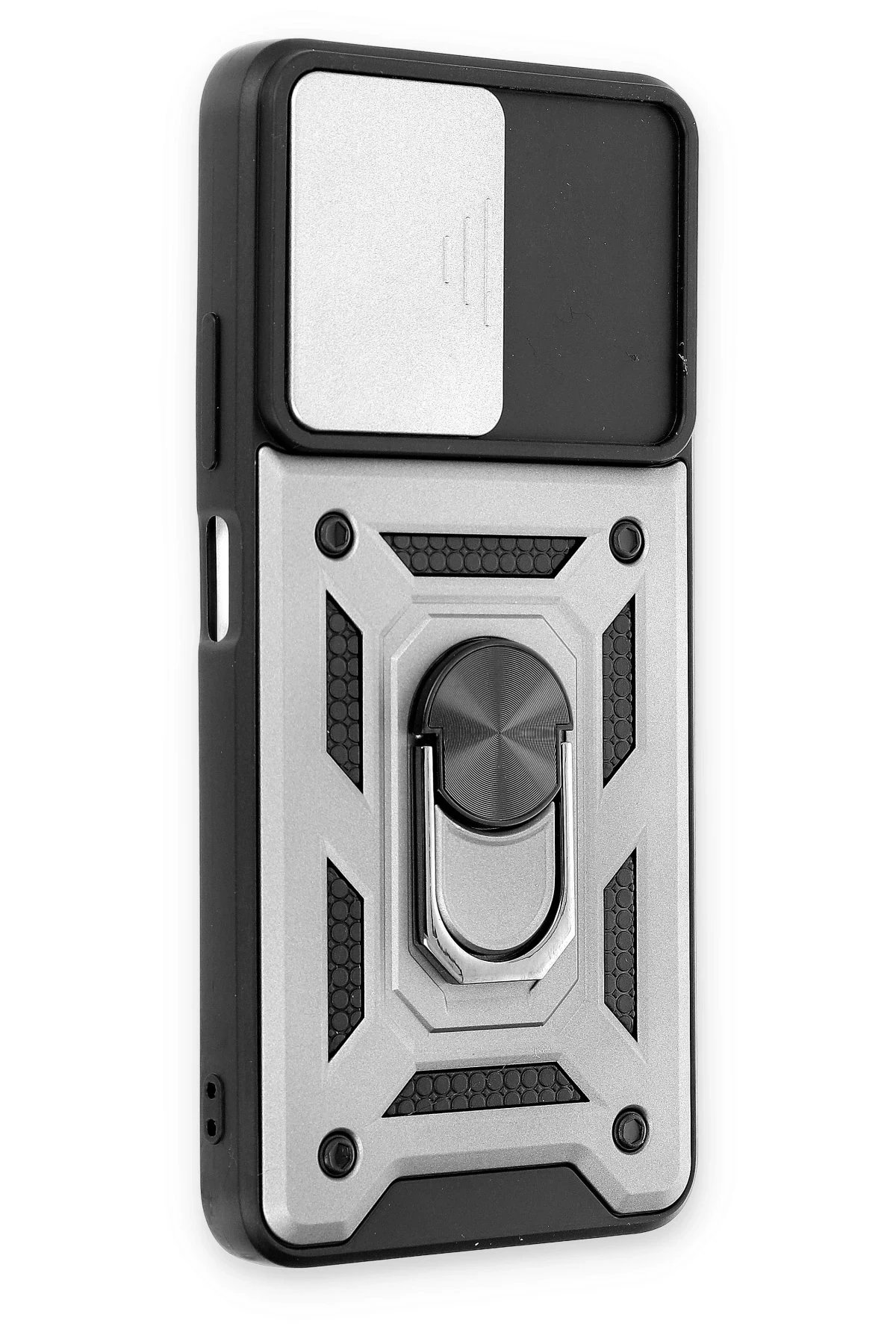 Xiaomi Poco M4 Pro 5G Kılıf Pars Lens Yüzüklü Silikon - Gümüş-(5796) - Görsel 2