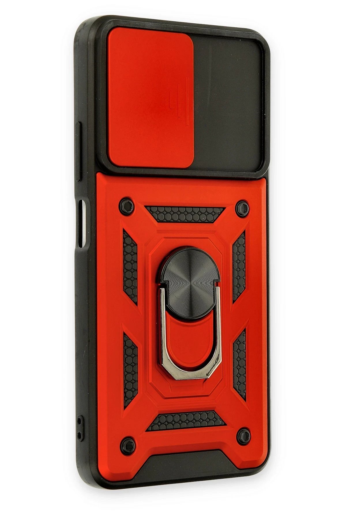 Xiaomi Poco M4 Pro 5G Kılıf Pars Lens Yüzüklü Silikon - Kırmızı-(5796) - Görsel 2