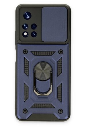 Xiaomi Poco M4 Pro 5G Kılıf Pars Lens Yüzüklü Silikon - Lacivert-(5796)