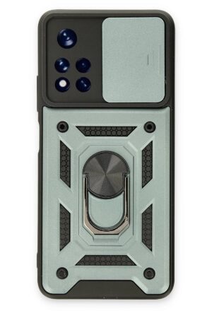 Xiaomi Poco M4 Pro 5G Kılıf Pars Lens Yüzüklü Silikon - Yeşil-(5796)