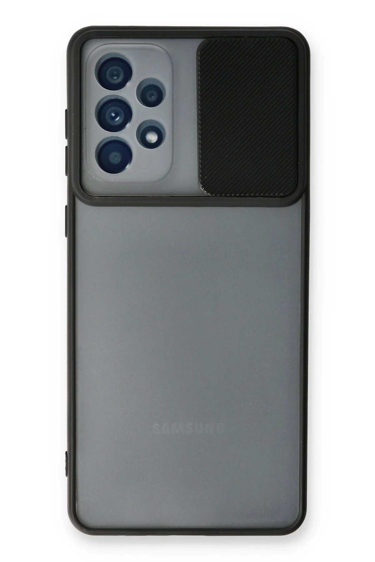 Samsung Galaxy A73 5G Kılıf Palm Buzlu Kamera Sürgülü Silikon - Siyah-(5796)