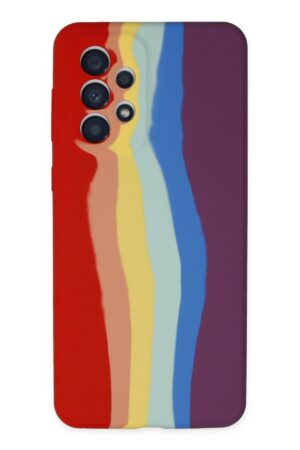 Samsung Galaxy A73 5G Kılıf Ebruli Lansman Silikon - Kırmızı-Mor-(5796)