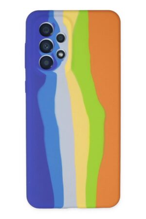 Samsung Galaxy A73 5G Kılıf Ebruli Lansman Silikon - Mavi-Turuncu-(5796)