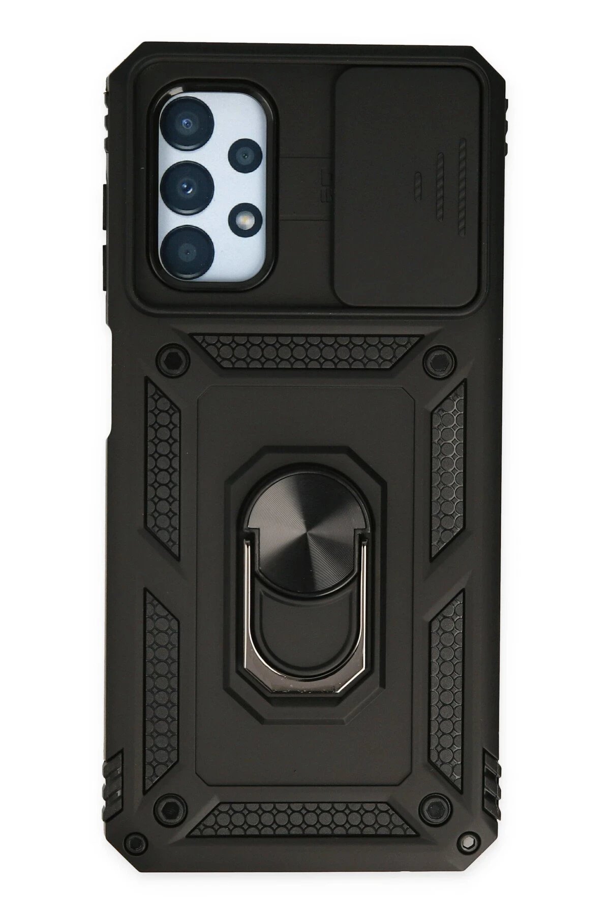 Samsung Galaxy A13 4G Kılıf Pars Lens Yüzüklü Silikon - Siyah-(5796)