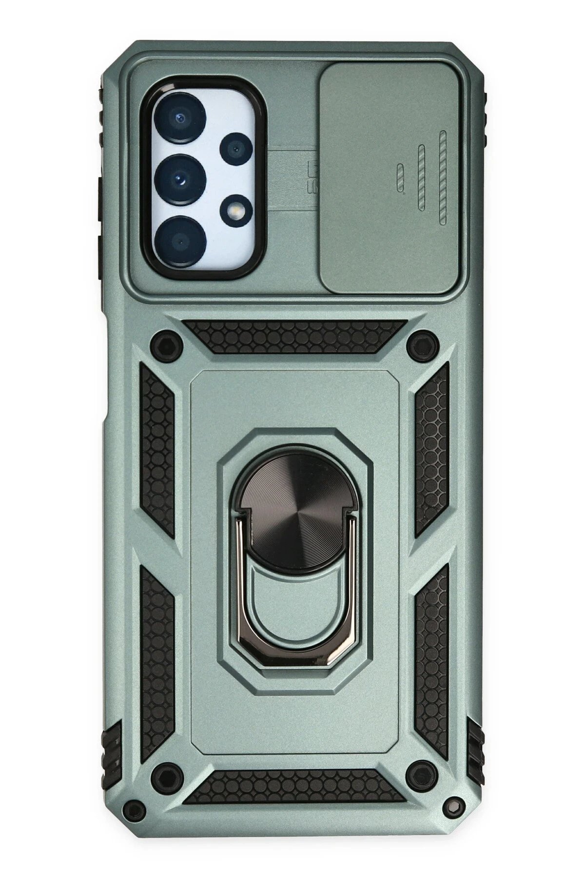 Samsung Galaxy A13 4G Kılıf Pars Lens Yüzüklü Silikon - Yeşil-(5796)