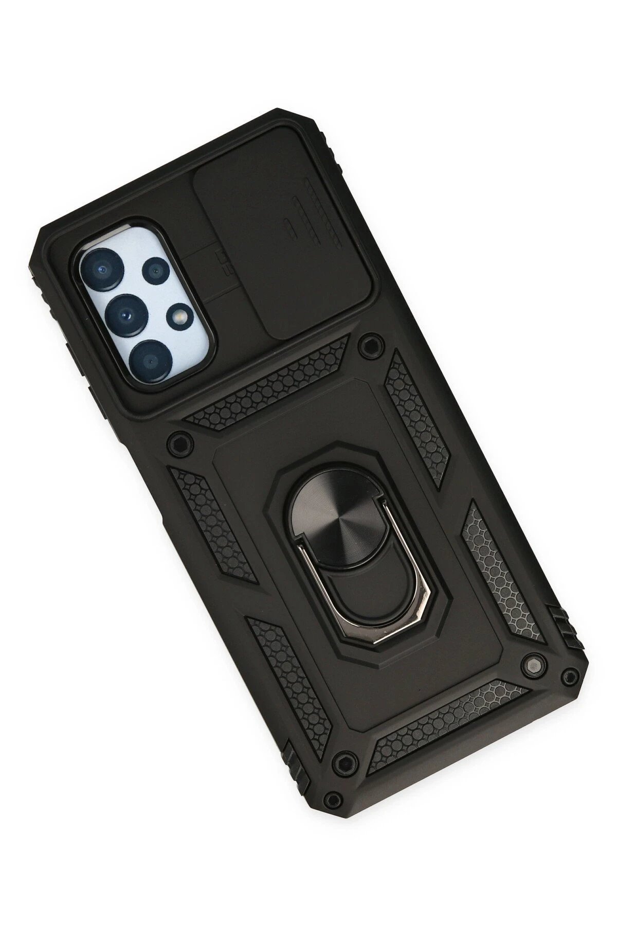 Samsung Galaxy A23 4G Kılıf Pars Lens Yüzüklü Silikon - Siyah-(5796) - Görsel 3