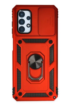 Samsung Galaxy A33 5G Kılıf Pars Lens Yüzüklü Silikon - Kırmızı-(5796)