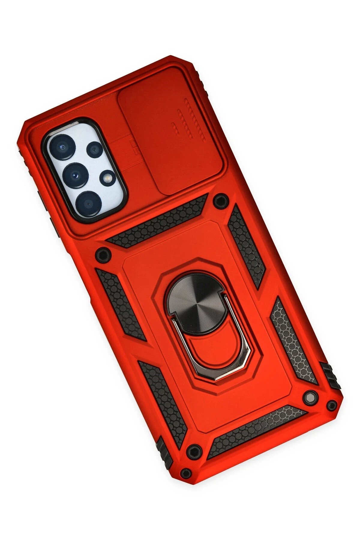 Samsung Galaxy A33 5G Kılıf Pars Lens Yüzüklü Silikon - Kırmızı-(5796) - Görsel 3