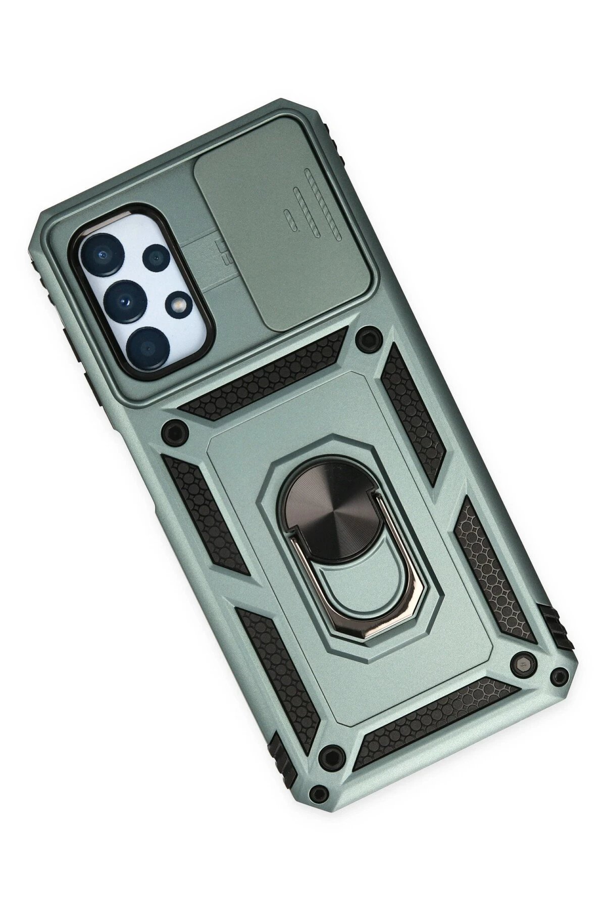 Samsung Galaxy A33 5G Kılıf Pars Lens Yüzüklü Silikon - Yeşil-(5796) - Görsel 3