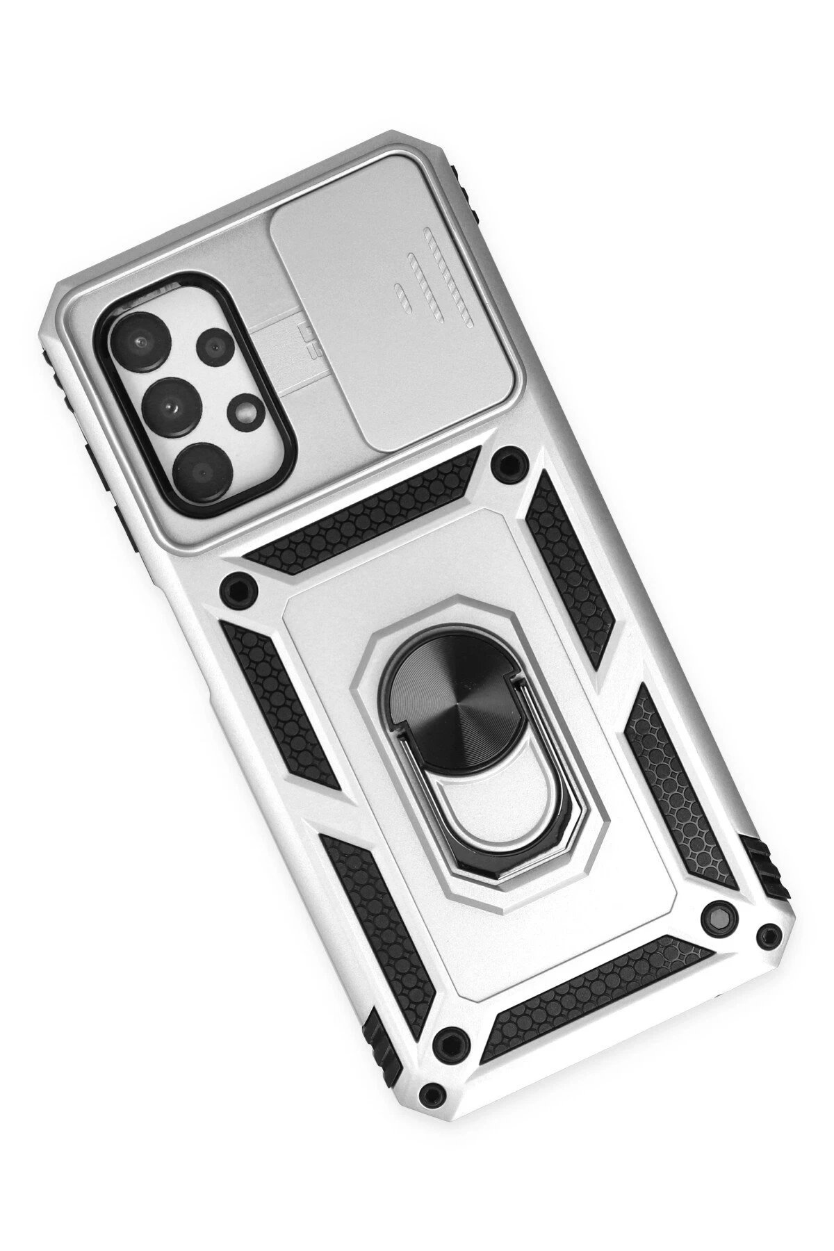 Samsung Galaxy A33 5G Kılıf Pars Lens Yüzüklü Silikon - Gümüş-(5796) - Görsel 3