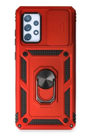 Samsung Galaxy A53 5G Kılıf Pars Lens Yüzüklü Silikon - Kırmızı-(5796)