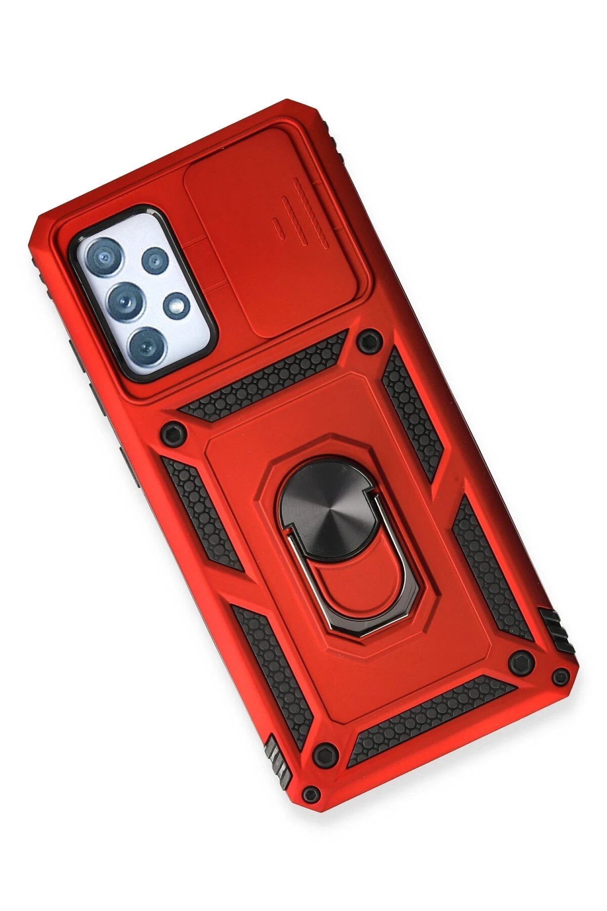 Samsung Galaxy A53 5G Kılıf Pars Lens Yüzüklü Silikon - Kırmızı-(5796) - Görsel 3