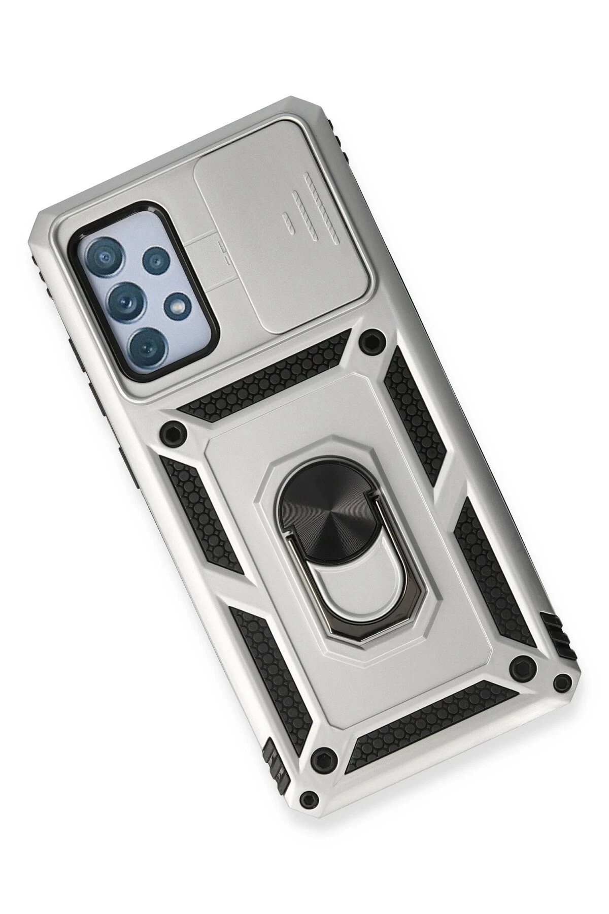 Samsung Galaxy A53 5G Kılıf Pars Lens Yüzüklü Silikon - Gümüş-(5796) - Görsel 3