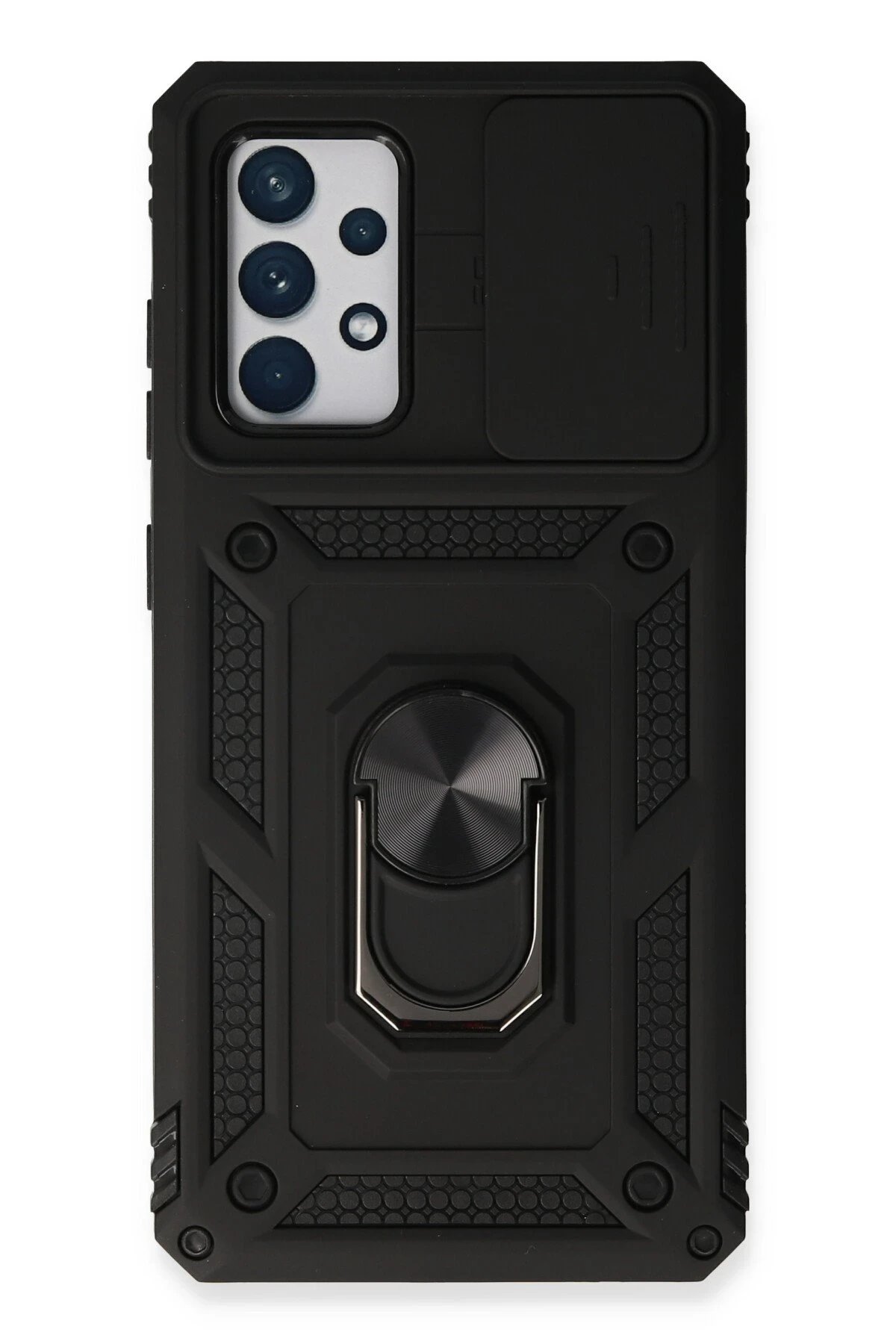 Samsung Galaxy A73 5G Kılıf Pars Lens Yüzüklü Silikon - Siyah-(5796)