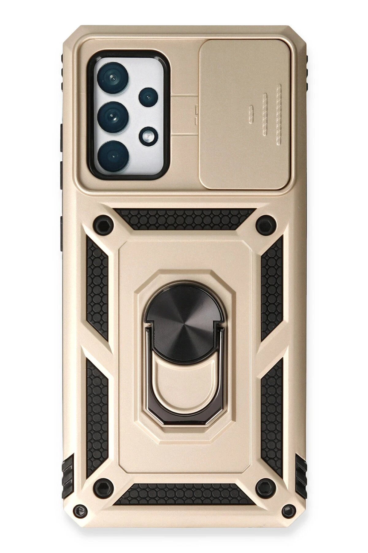 Samsung Galaxy A73 5G Kılıf Pars Lens Yüzüklü Silikon - Gold-(5796)