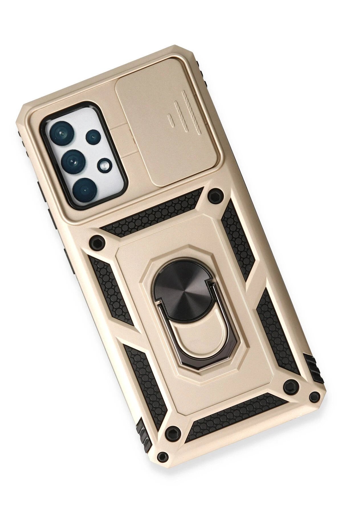 Samsung Galaxy A73 5G Kılıf Pars Lens Yüzüklü Silikon - Gold-(5796) - Görsel 2