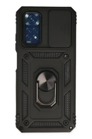 Xiaomi Redmi Note 11 Kılıf Pars Lens Yüzüklü Silikon - Siyah-(5796)