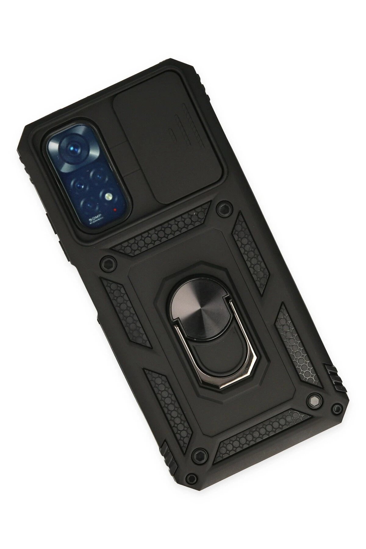 Xiaomi Redmi Note 11 Kılıf Pars Lens Yüzüklü Silikon - Siyah-(5796) - Görsel 2
