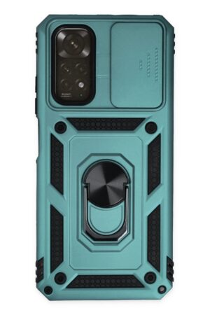 Xiaomi Redmi Note 11 Kılıf Pars Lens Yüzüklü Silikon - Yeşil-(5796)
