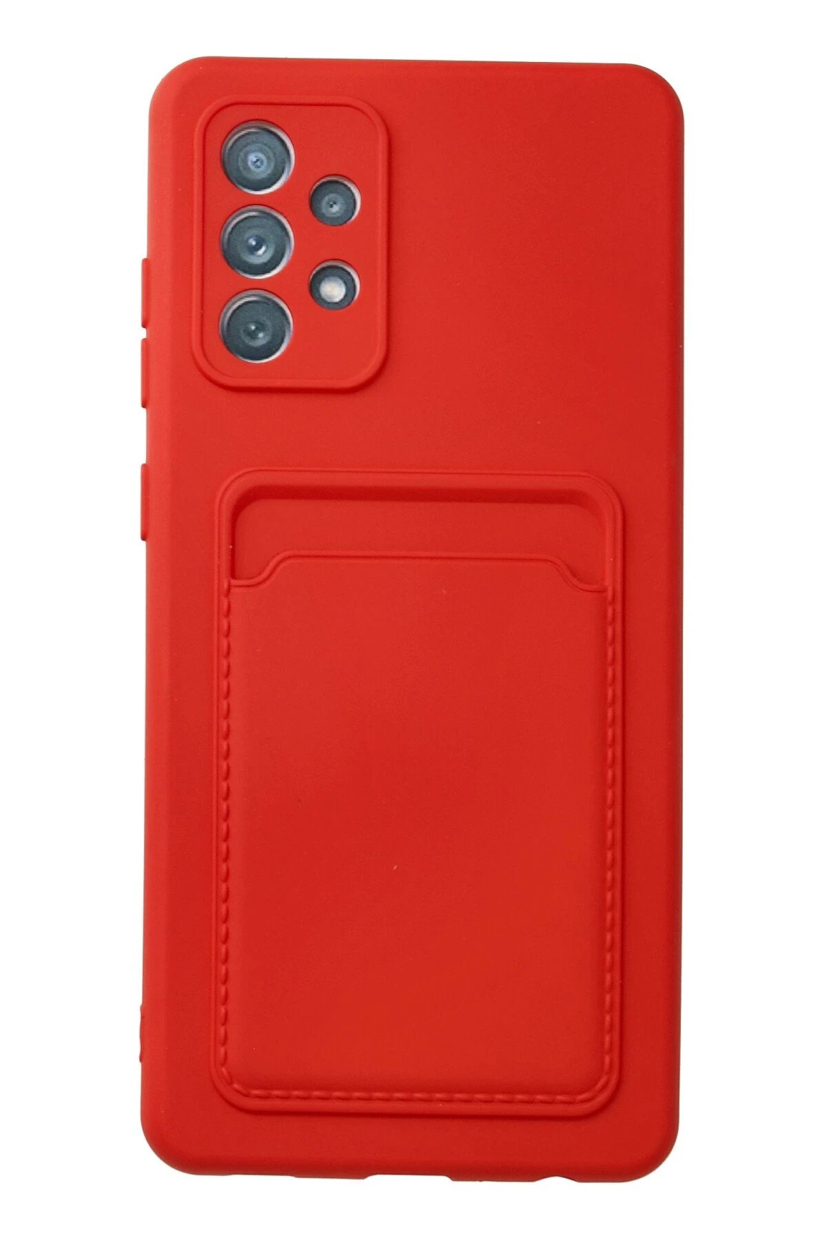 Samsung Galaxy A13 4G Kılıf Kelvin Kartvizitli Silikon - Kırmızı-(5796)