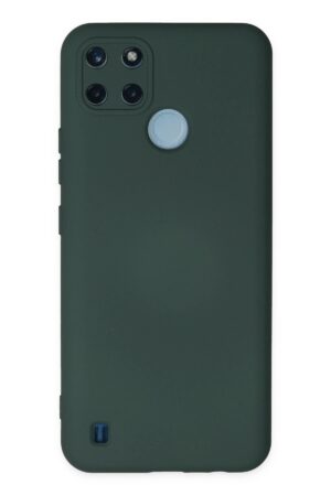 Realme C25Y Kılıf Nano içi Kadife Silikon - Koyu Yeşil-(5796)