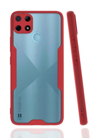 Realme C25Y Kılıf Platin Silikon - Kırmızı-(5796)