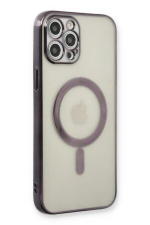 iPhone 12 Pro Kılıf Magneticsafe Lazer Silikon - Siyah-(5796)