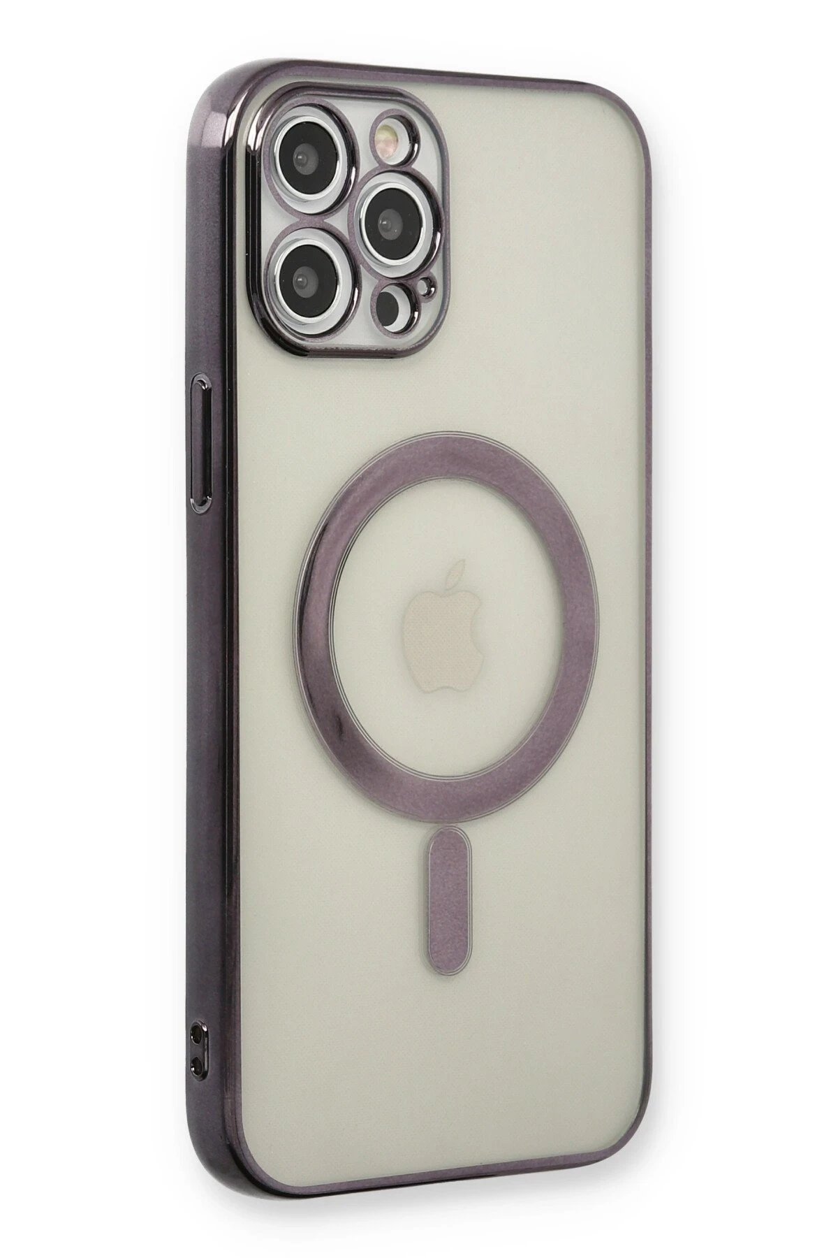 iPhone 12 Pro Kılıf Magneticsafe Lazer Silikon - Siyah-(5796)