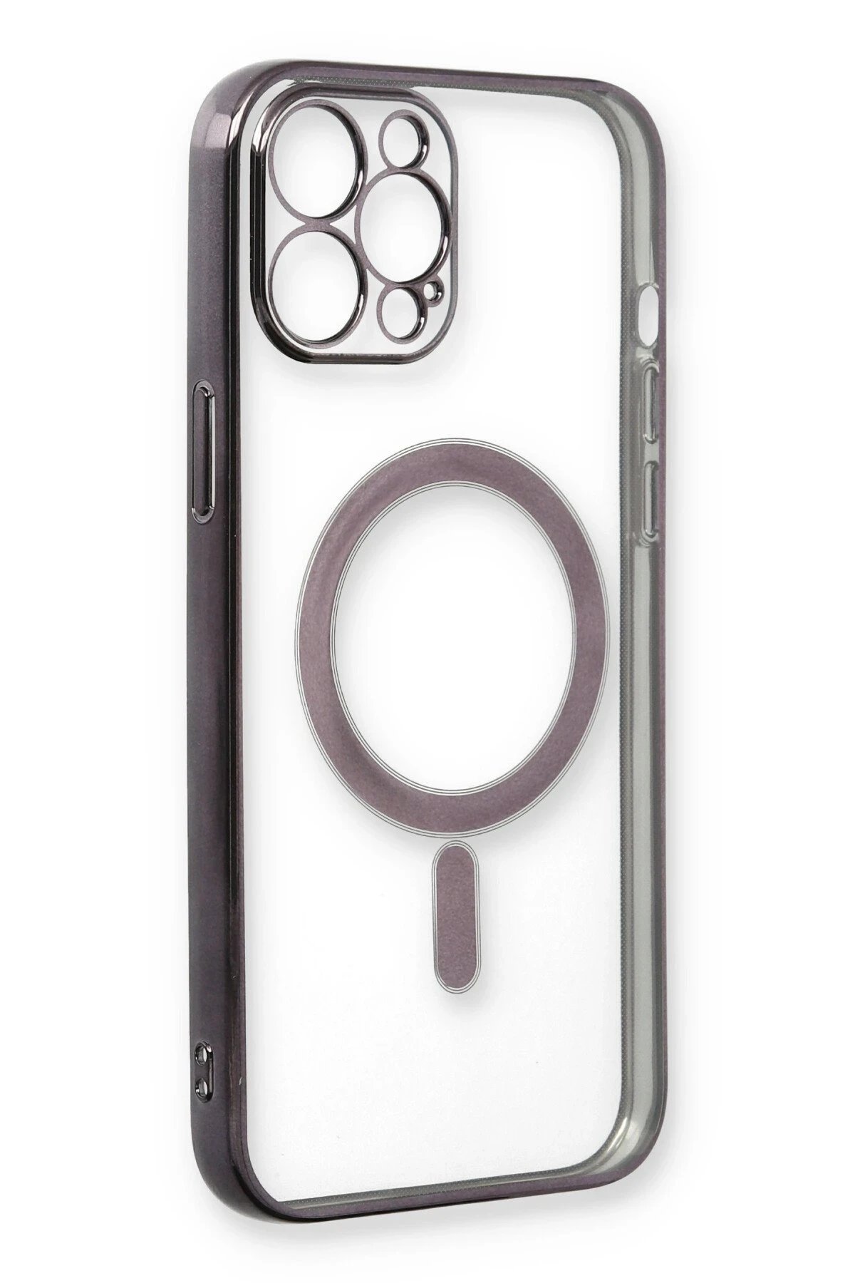 iPhone 12 Pro Kılıf Magneticsafe Lazer Silikon - Siyah-(5796) - Görsel 2