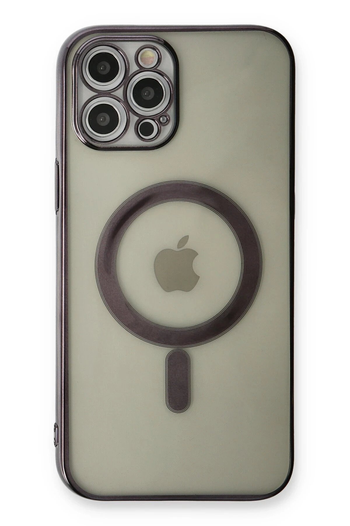 iPhone 12 Pro Kılıf Magneticsafe Lazer Silikon - Siyah-(5796) - Görsel 3