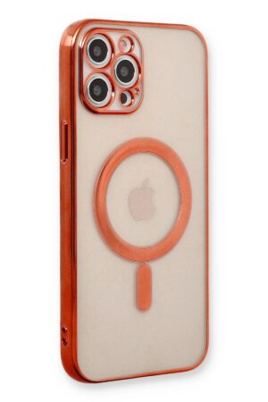 iPhone 12 Pro Kılıf Magneticsafe Lazer Silikon - Kırmızı-(5796)