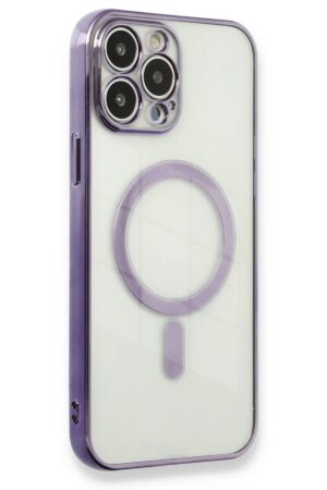 iPhone 13 Pro Max Kılıf Magneticsafe Lazer Silikon - Mor-(5796)