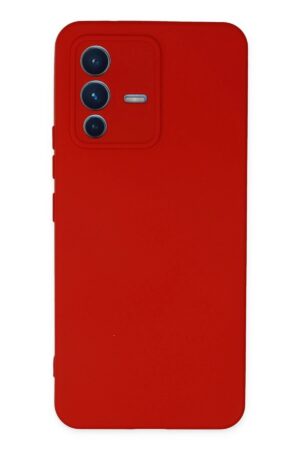 Vivo V23 5G Kılıf Nano içi Kadife Silikon - Kırmızı-(5796)