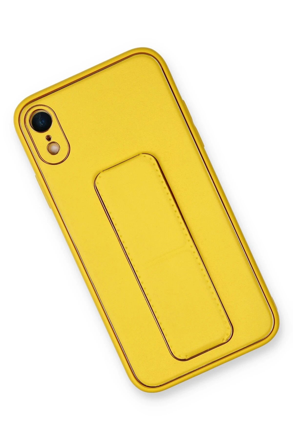 iPhone XR Kılıf Coco Deri Standlı Kapak - Sarı-(5796) - Görsel 2