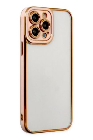 iPhone 13 Pro Kılıf Liva Lens Silikon - Rose-(5796)