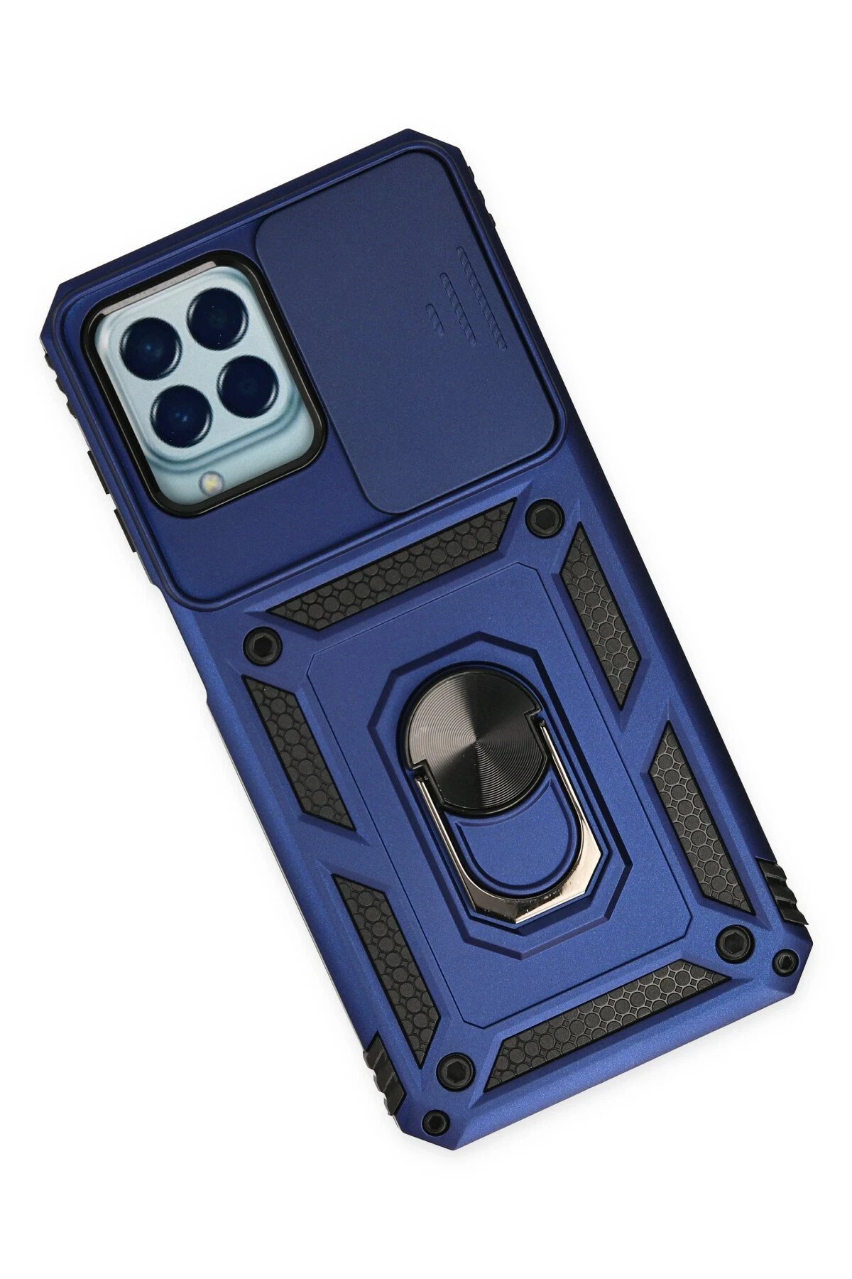 Samsung Galaxy M33 Kılıf Pars Lens Yüzüklü Silikon - Lacivert-(5796) - Görsel 3