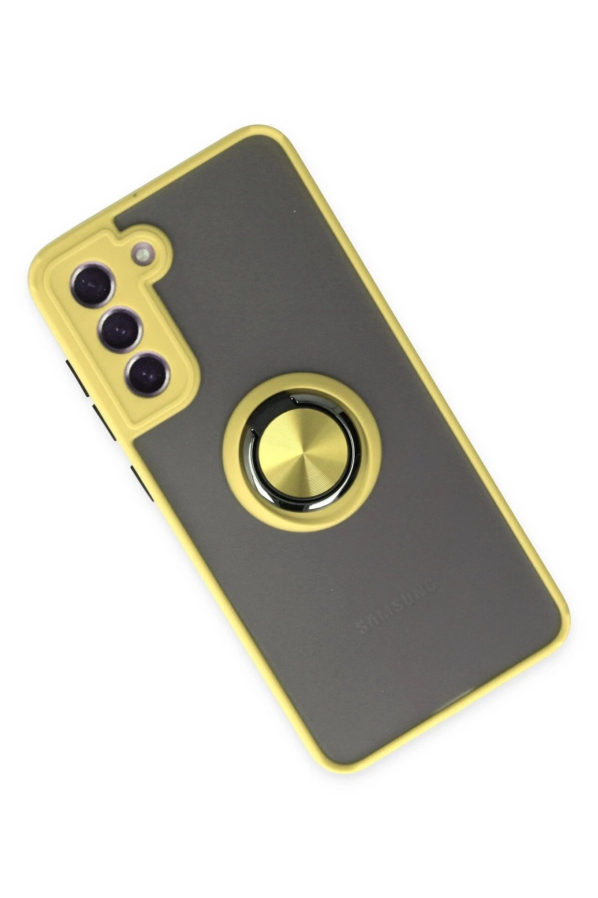 Samsung Galaxy S21 FE Kılıf Montreal Yüzüklü Silikon Kapak - Sarı-(5796) - Görsel 2